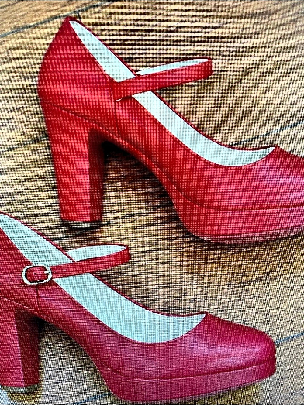 Red Platform Mary Jane Heels